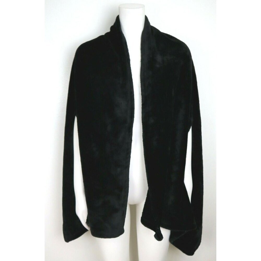 Natori Women's Shawl Wrap Poncho Black Soft Fleece Size Small / Med